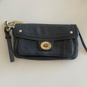 Coach clutch wristlet black leather